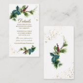 Kerstfeest Evergreen Holly Winter Wedding Informatiekaartje (Voorkant / Achterkant)