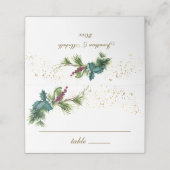 Kerstfeest Evergreen Holly Winter Wedding Plaatskaartje (Buitenkant ongevouwen)