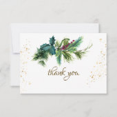 Kerstfeest Evergreen Red Winter Weddenschap Bedankkaart (Voorkant)