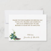 Kerstfeest Evergreen Red Winter Weddenschap Bedankkaart (Achterkant)