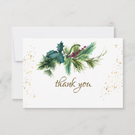 Kerstfeest Evergreen Red Winter Weddenschap Bedankkaart