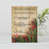 Kerstfeest Evergreens op RusticWood Kaart (Staand voorkant)