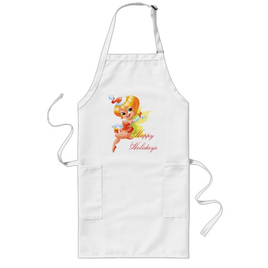 Kerstfeest Faerie Apron - Prettige feestdagen! Lang Schort (Voorkant)