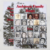 Kerstfeest Familie Foto Bingo Besneeuwde Boom (Voorkant / Achterkant)