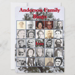 Kerstfeest Familie Foto Bingo Besneeuwde Boom