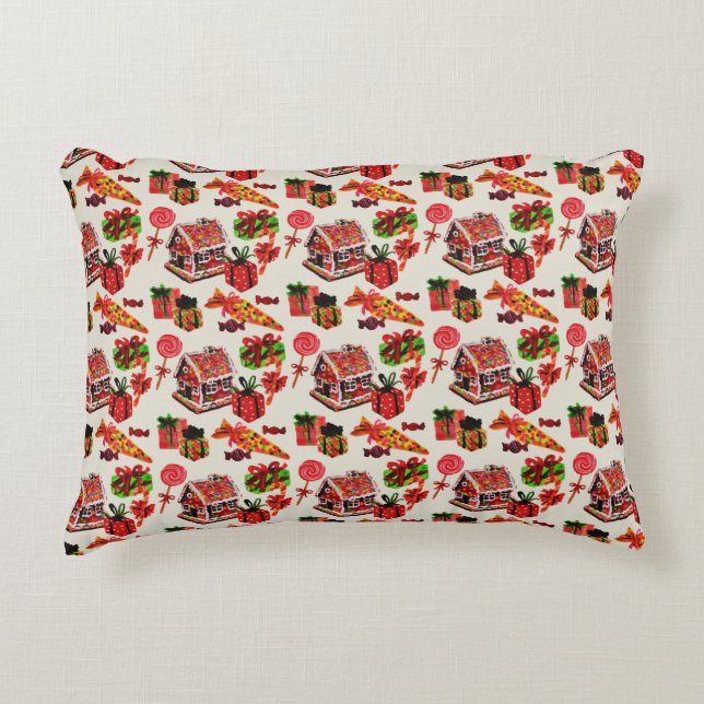 Kerstfeest  Familie House Candy Cane Accent Kussen (Voorkant)