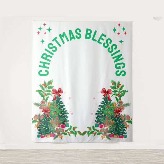 Kerstfeest Familie Reünie Foto Achtergrond Wandkleed (Voorkant)