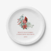 Kerstfeest Familiereünie Rode Kardinaal Partij Papieren Bordje (Voorkant)