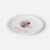 Kerstfeest Familiereünie Rode Kardinaal Partij Papieren Bordje (Gekanteld)