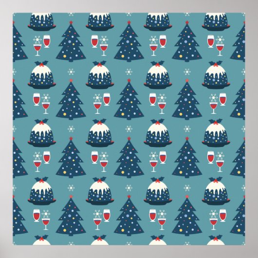 Kerstfeest Fancy feestdag vintage naadloos Poster (Voorkant)