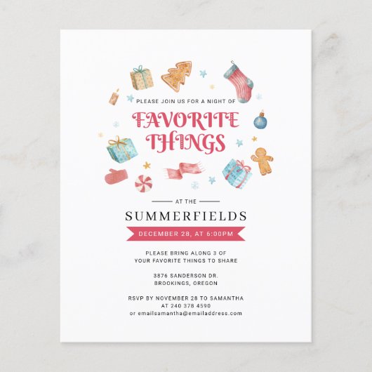 Kerstfeest Favoriete Dingen Uitnodiging (Voorkant)