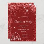 Kerstfeest feest rode glitters kaart (Voorkant / Achterkant)