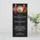 Kerstfeest feest zwart rood gouden kerstballen men menu (Staand voorkant)