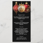 Kerstfeest feest zwart rood gouden kerstballen men menu (Voorkant)
