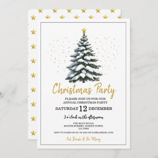 Kerstfeest Feestboom Uitnodiging (Voorkant / Achterkant)