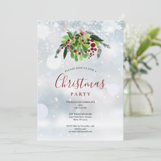 Kerstfeest: feestdag met rode bessen kaart (Staand voorkant)