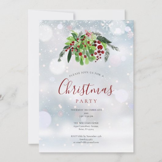 Kerstfeest: feestdag met rode bessen kaart (Voorkant)