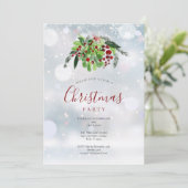 Kerstfeest: feestdag met rode bessen kaart (Staand voorkant)