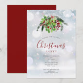 Kerstfeest: feestdag met rode bessen kaart (Voorkant / Achterkant)