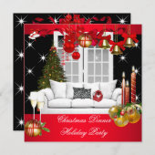 Kerstfeest feestdag rood wit kaart (Voorkant / Achterkant)