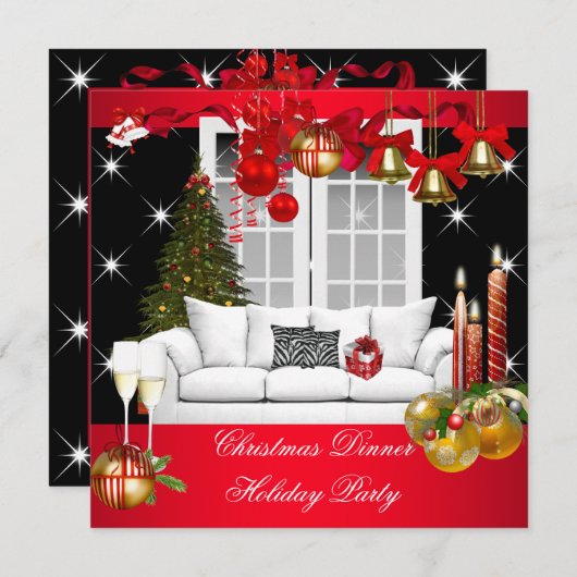 Kerstfeest feestdag rood wit kaart (Voorkant / Achterkant)