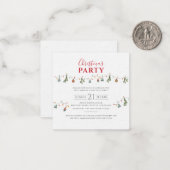 Kerstfeest Feestdagen Botanische Uitnodiging (Voorkant / Achterkant in situ)