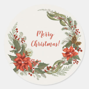 Kerstfeest Feestdagen Greenery Ronde Sticker