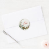 Kerstfeest Feestdagen Greenery Ronde Sticker (Envelop)