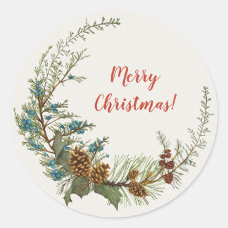Kerstfeest Feestdagen Greenery Ronde Sticker