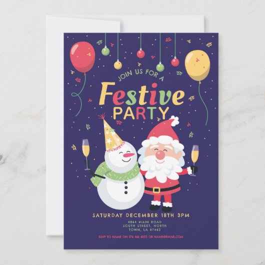 Kerstfeest feestelijke kerstman uitnodiging (Voorkant)