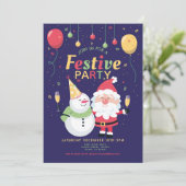 Kerstfeest feestelijke kerstman uitnodiging (Staand voorkant)