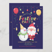 Kerstfeest feestelijke kerstman uitnodiging (Voorkant / Achterkant)