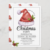 Kerstfeest Feestelijke kerstmuts Uitnodiging (Voorkant / Achterkant)