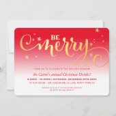 KERSTFEEST feestelijke leuke typografie BE MERRY Feestdagenkaart (Voorkant)