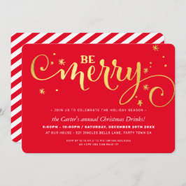 KERSTFEEST feestelijke leuke typografie BE MERRY Feestdagenkaart