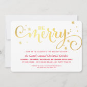 KERSTFEEST feestelijke leuke typografie BE MERRY Feestdagenkaart (Voorkant)