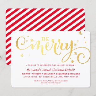 KERSTFEEST feestelijke leuke typografie BE MERRY Feestdagenkaart