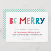 KERSTFEEST feestelijke leuke typografie BE MERRY Feestdagenkaart (Voorkant / Achterkant)