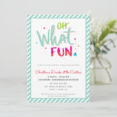 KERSTFEEST feestelijke leuke typografie OH WAT LEU Feestdagenkaart (Staand voorkant)