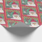 Kerstfeest Feestelijke Schattigee Roze Kerstman In Cadeaupapier (Hoek)