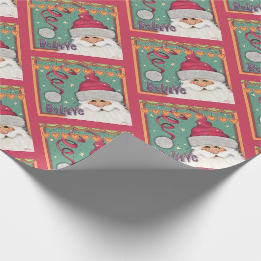 Kerstfeest Feestelijke Schattigee Roze Kerstman In Cadeaupapier (Hoek)