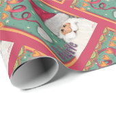 Kerstfeest Feestelijke Schattigee Roze Kerstman In Cadeaupapier (Rol Hoek)