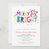 KERSTFEEST feestelijke typografie MERRY & BRIGHT Feestdagenkaart (Voorkant)