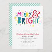 KERSTFEEST feestelijke typografie MERRY & BRIGHT Feestdagenkaart (Voorkant / Achterkant)