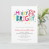 KERSTFEEST feestelijke typografie MERRY & BRIGHT Feestdagenkaart (Staand voorkant)