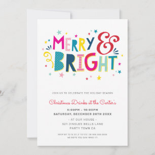 KERSTFEEST feestelijke typografie MERRY & BRIGHT Feestdagenkaart
