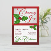 Kerstfeest, feestvieren - Holly Uitnodigingen (Staand voorkant)