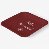 Kerstfeest Feliz Navidad Eenvoudige Sneeuwvlok Roo Papieren Bordje (Gebogen)