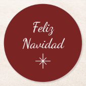 Kerstfeest Feliz Navidad Snowflake Eenvoudig Rood Ronde Kartonnen Onderzetter (Voorkant)