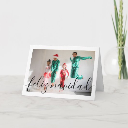 Kerstfeest Feliz Navidad Typography Holiday Foto Feestdagen Kaart (Voorkant)